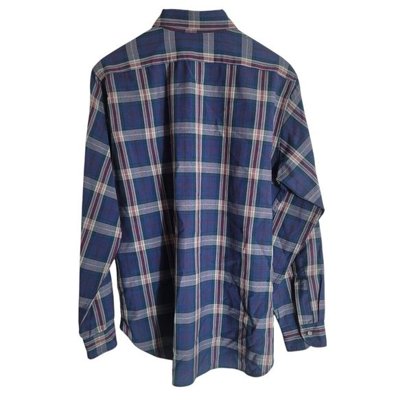 Pendleton 100% Wool Plaid Button Front Shirt Men's Size Large Blue Long Sleeve - Picture 2 of 8